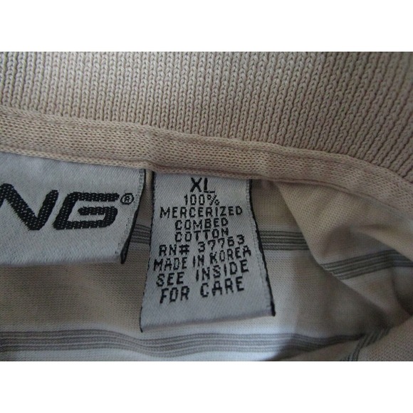 Ping Shirt Mens Extra Large Beige Stripe Polo Golf Logo Everyday Basic Preppy - Picture 4 of 8